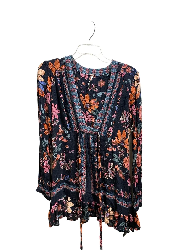 women's long sleeve tops with thermal liningTop Long Sleeve By Free People In Floral Print, Size: S