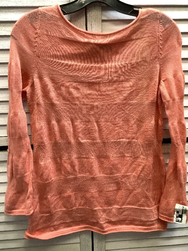 women's long sleeve tops with unique designsTop Long Sleeve By Loft In Pink, Size: M