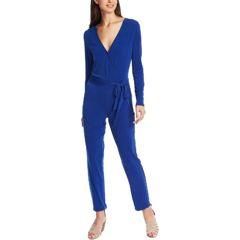 women's loose-fit jumpsuits1.STATE Women's Belted Long Sleeve Jersey Jumpsuit Blue