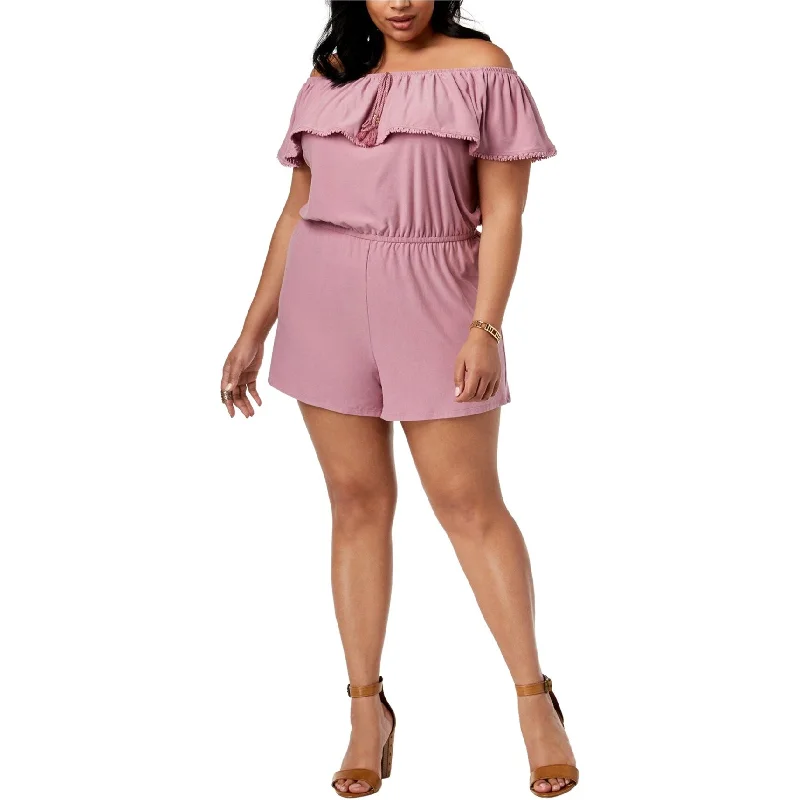 women's jumpsuits with self-ties at the waistPlanet Gold Womens Tassel Romper Jumpsuit, Pink, 3X