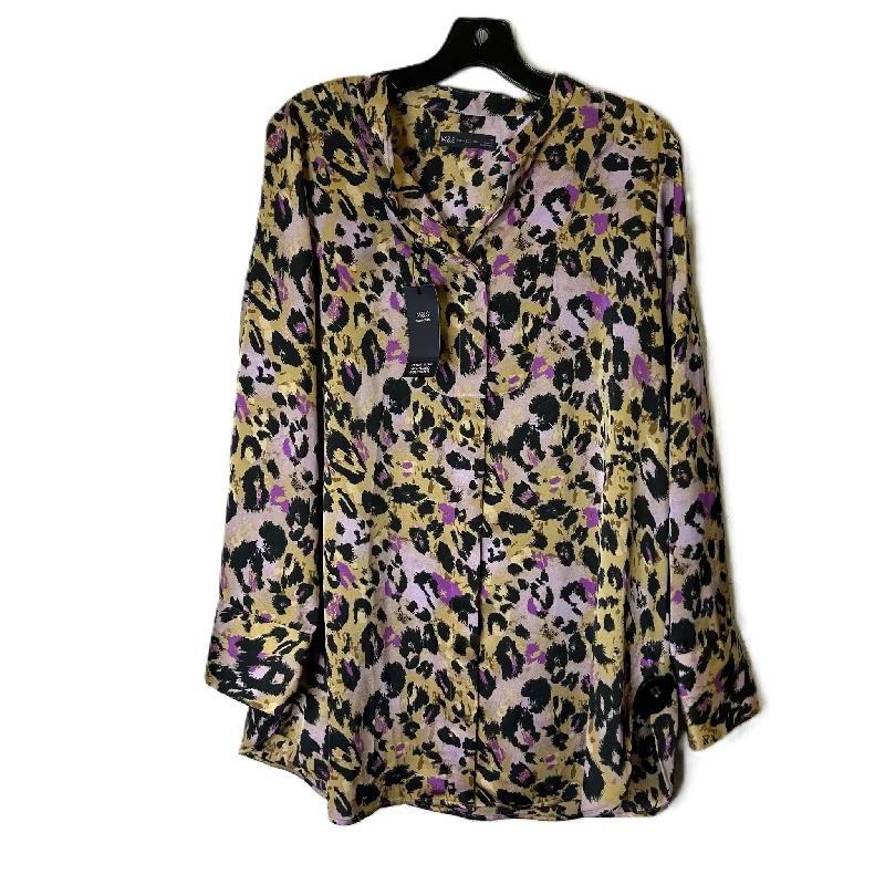 women's long sleeve tops with floral printsTop Long Sleeve By Clothes Mentor In Animal Print, Size: 16