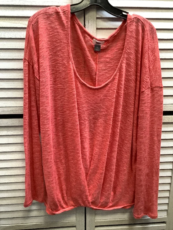 women's long sleeve tops with fleece liningTop Long Sleeve By Old Navy In Pink, Size: 2x