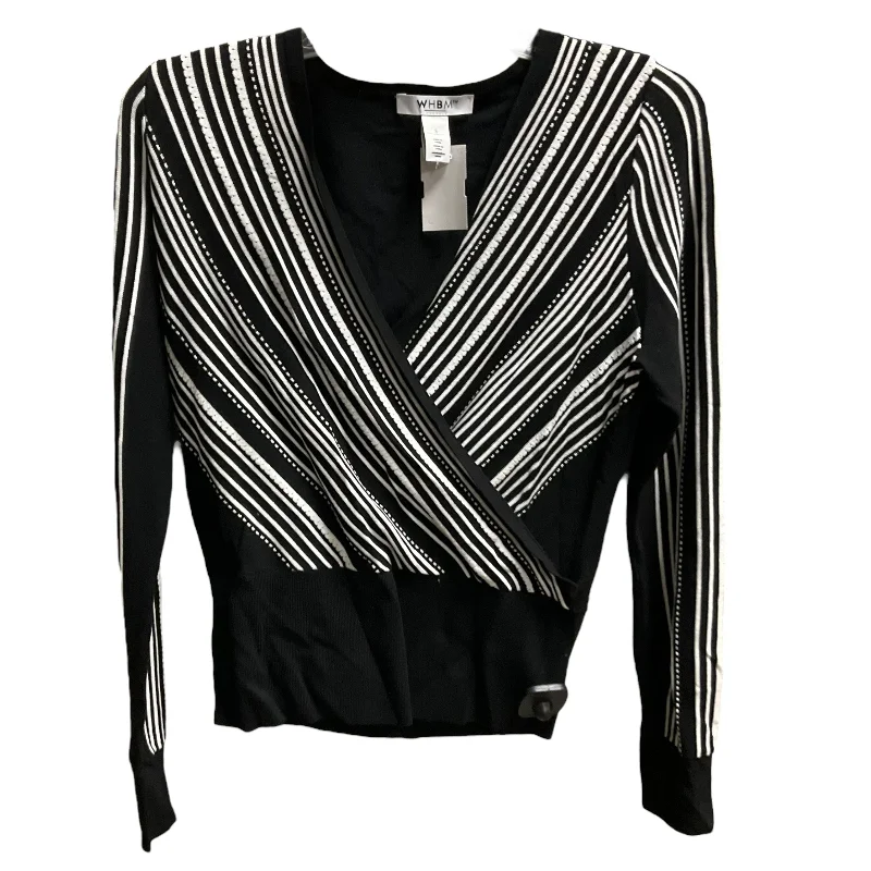 women's long sleeve tops with curvy cutsTop Long Sleeve By White House Black Market In Black & White, Size: S