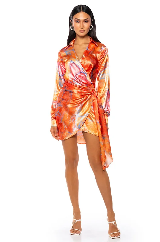 women's wrap dressesFALL FOR ME WRAP MINI DRESS IN ORANGE