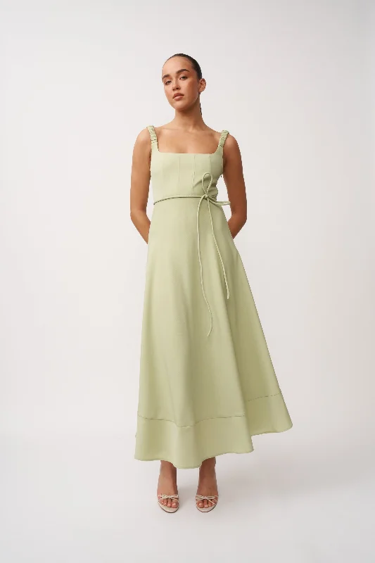 women's cold-shoulder dressesDelilah Bust Midi Dress - Pistachio