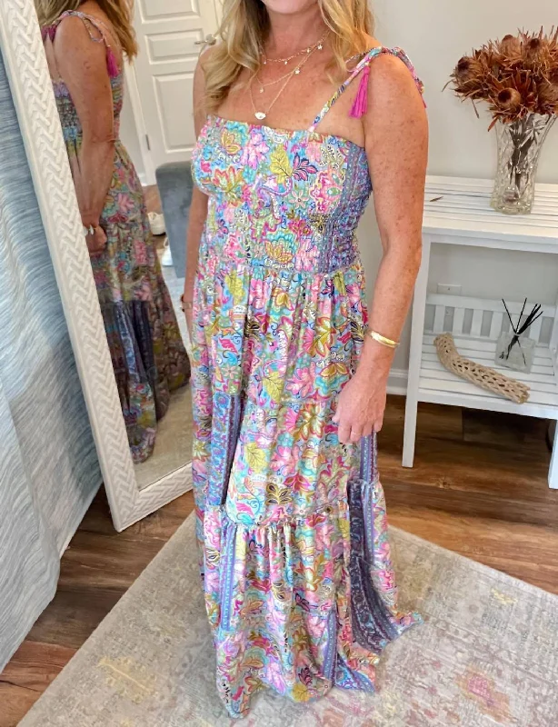 women's shift dressesSmocked Floral Maxi Dress In Patterned