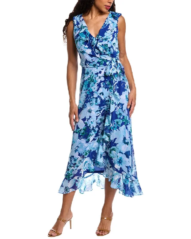 women's flowy dressesLondon Times Side Tie Ruffle Midi Dress