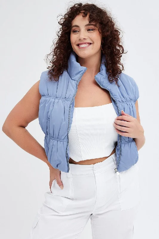 affordable women's coatsGrey Puffer Vest Sleeveless