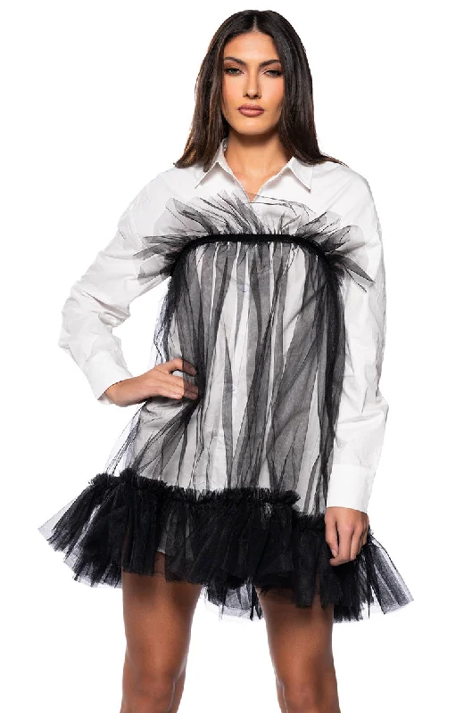 women's velvet dressesHE'S A TULLE POPLIN MINI DRESS