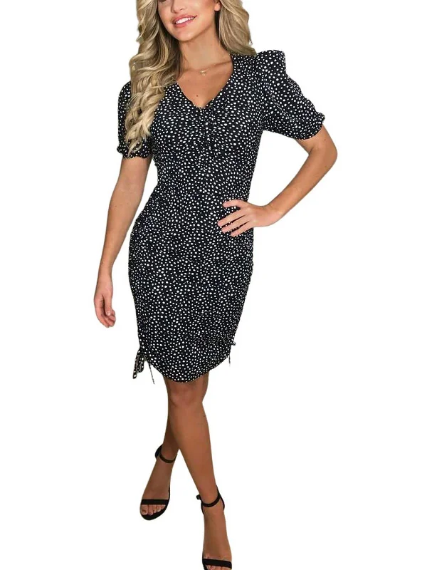 women's silk dressesWomens Polka Dot Calf Midi Dress