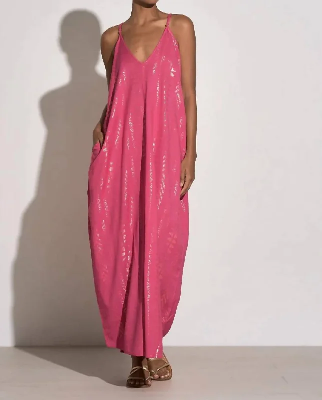 women's statement dressesPink Arrow Print Maxi Dress