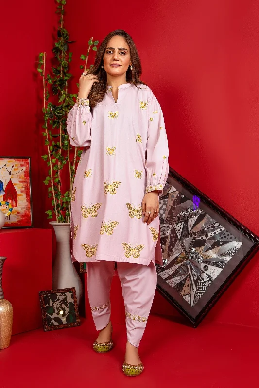 2PC - Embroidered Cotton Suit