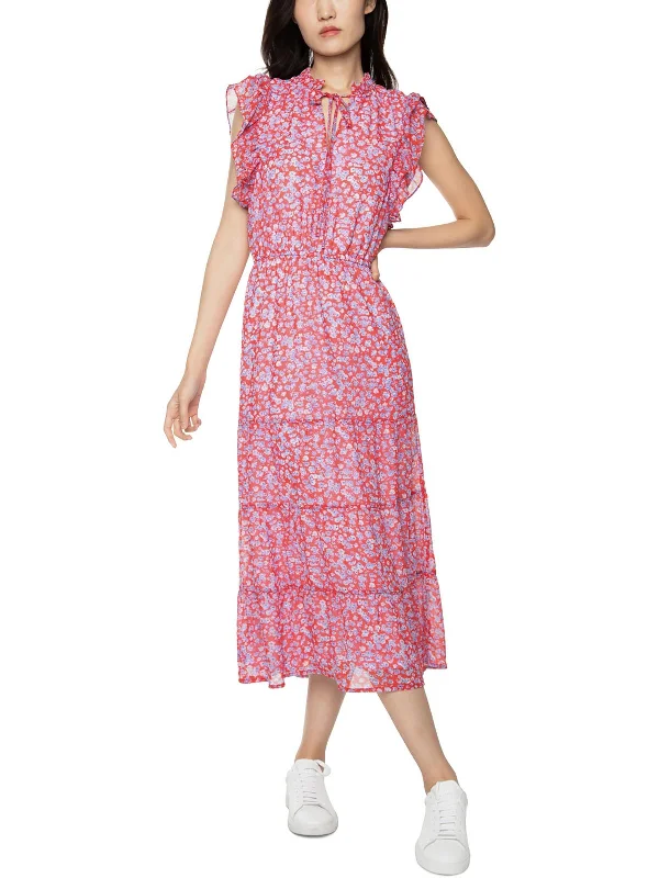 women's wrap dressesWomens Floral Calf Midi Dress