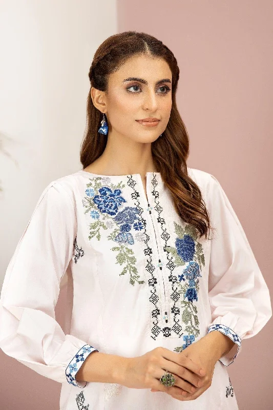 2PC - Embroidered Textured Cotton Suit