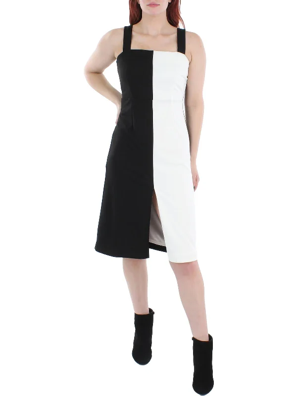 women's neon dressesWomens Colorblock Knee-Length Midi Dress