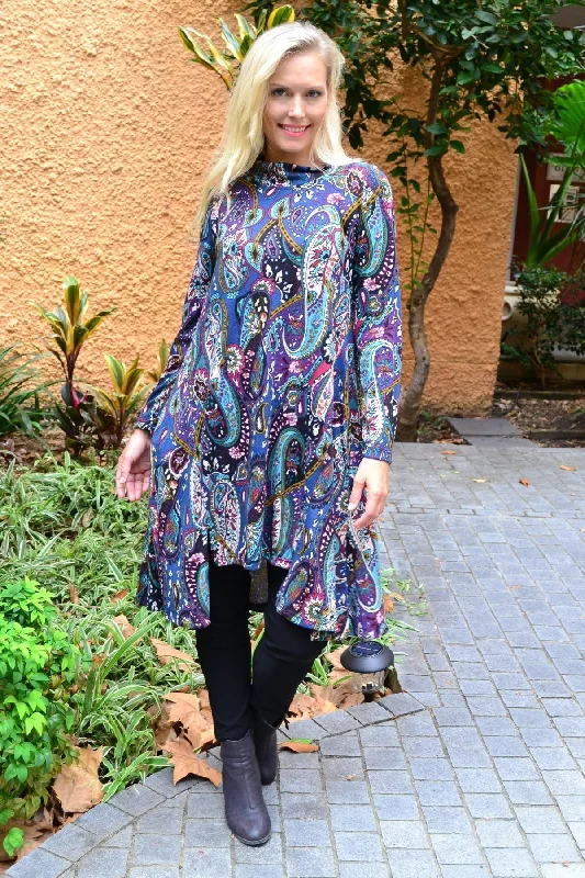 women's coats with geometric patternsPenelope Paisley Fleece Tunic Dress