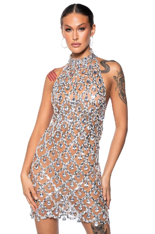 women's machine-washable dressesFOR THE LONG RUN EMBELLISHED MINI DRESS