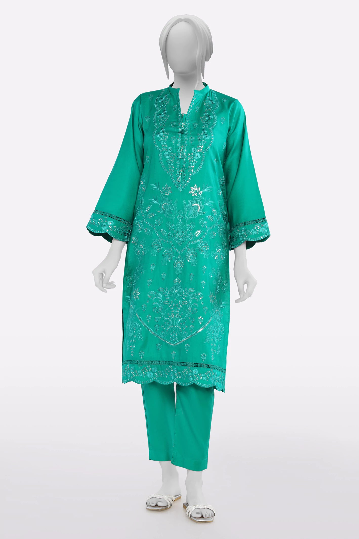 Green Embroidered 2PC