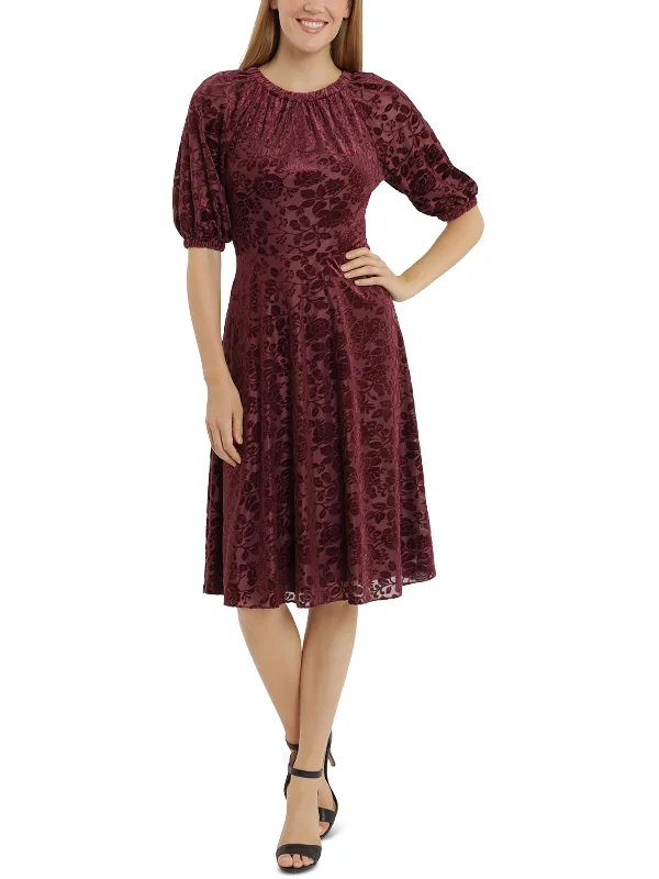 women's apple-shaped body dressesPetites   Womens Velvet Calf Midi Dress