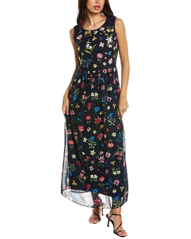 women's cocktail dressesT Tahari Embroidered Midi Dress