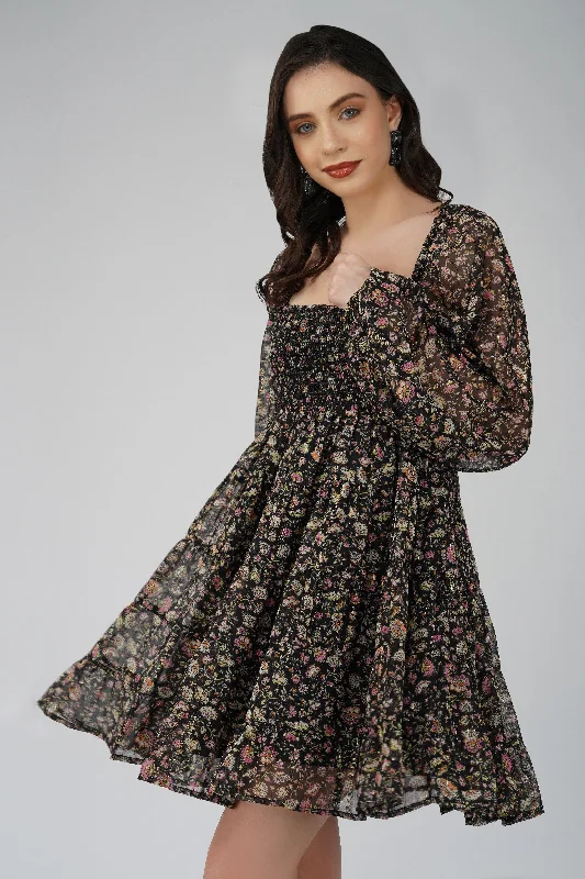 women's wedding guest dressesBailey Mini in Black Floral