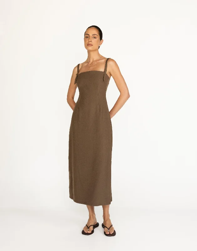 women's maximalist dressesDominique Maxi Dress (Coffee)