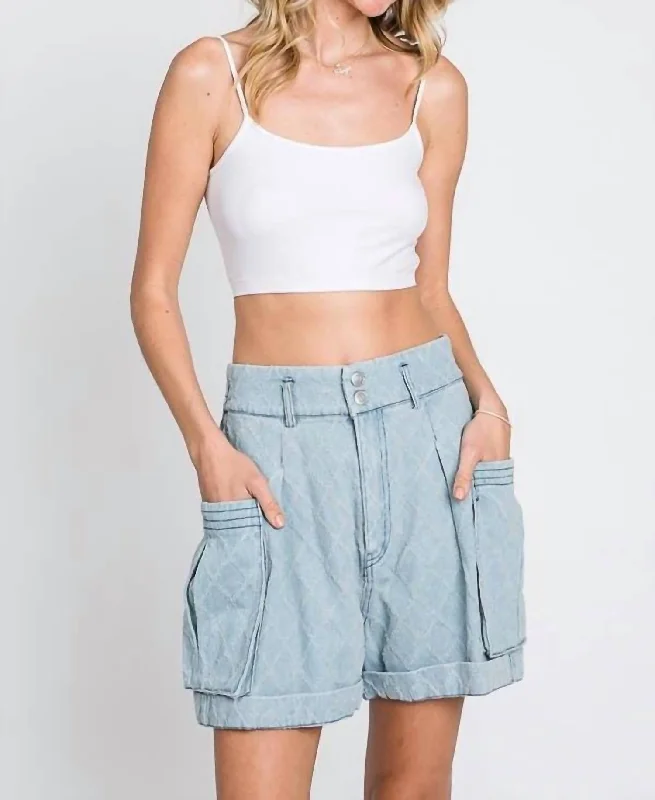 women's party shortsWashed Texture Denim Shorts