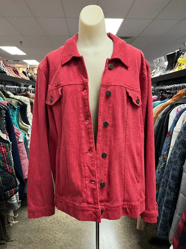 women's coats for petite womenJacket Denim By Coldwater Creek In Red, Size: 2x