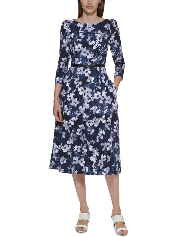 women's party dressesWomens Knit Floral Midi Dress