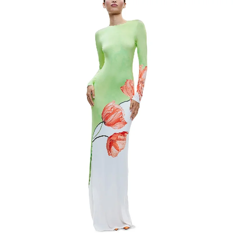 women's stylish dressesDelora Womens Colorblock Floral Print Maxi Dress