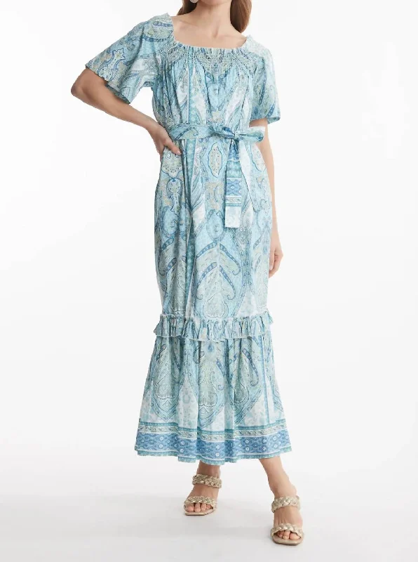 women's ball gown dressesErin Off The Shoulder Maxi Dress In Paisley