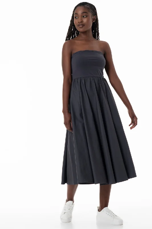 women's spaghetti strap dressesBandeau Midi Dress _ 153905 _ Charcoal