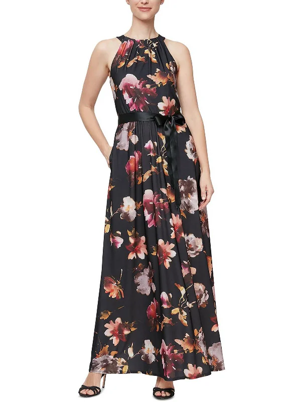 women's everyday dressesWomens Maxi Floral Halter Dress