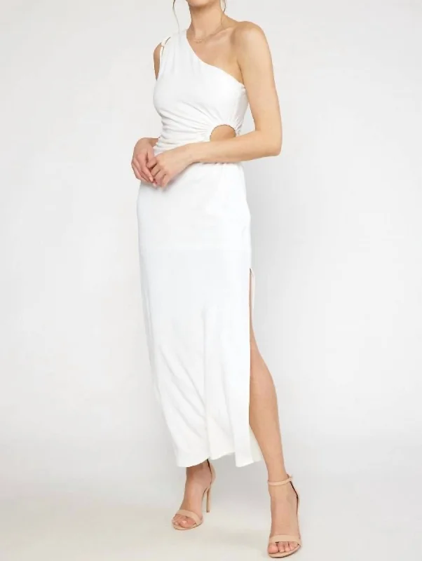 women's lace dressesSingle Shoulder Maxi Dress In Off White