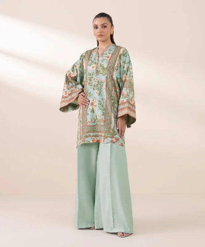 2 Piece - Printed Silk Suit