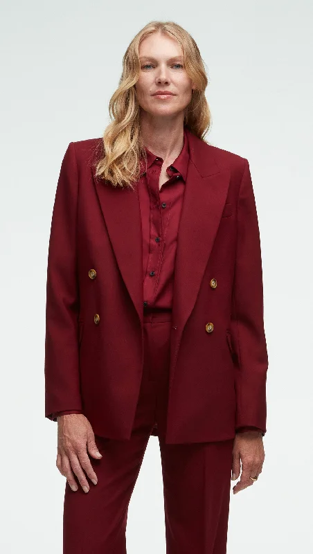 Peak Lapel Blazer in Seasonless Wool | Merlot