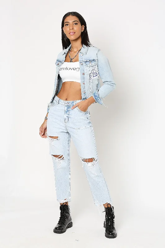 classic women's coatsWomen's Atlanta Light Blue Denim Jacket