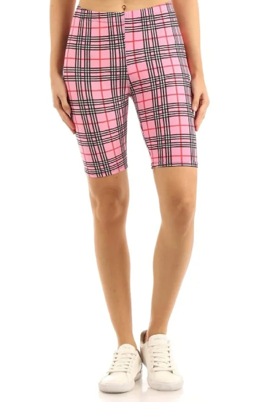 women's striped shortsPlaid Biker Babe Shorts In Pink