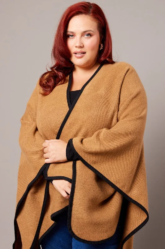 women's coats for maternity wearBeige Longline Cape