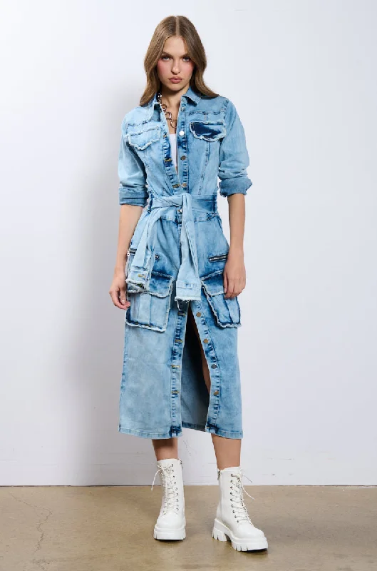 women's made-to-order dressesSTARTING NEW DENIM MIDI DRESS