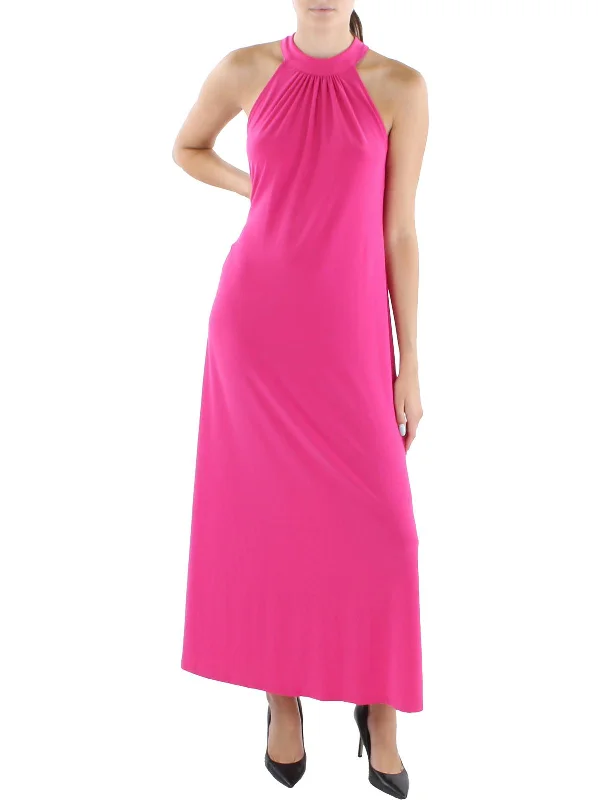 women's A-line dressesWomens Halter Side Slit Maxi Dress