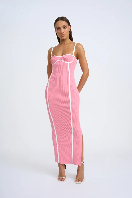 women's one-shoulder dressesNautilus Swirl Knit Midi Dress | Final Sale - Pink Ivory