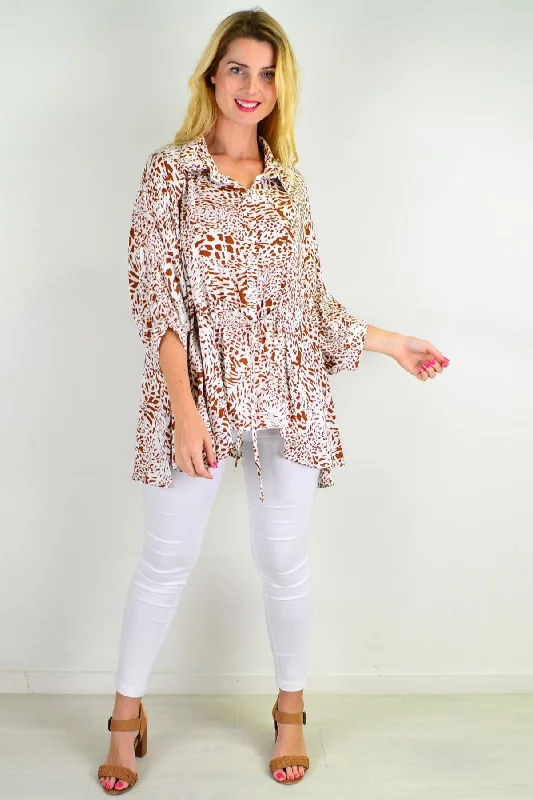 women's coats with sequin embellishmentsGiraffe Print Relaxed Fit Tunic Blouse