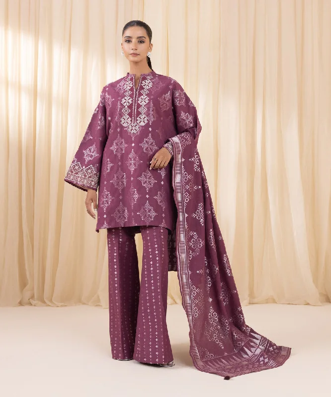 3 Piece - Embroidered Jacquard Suit