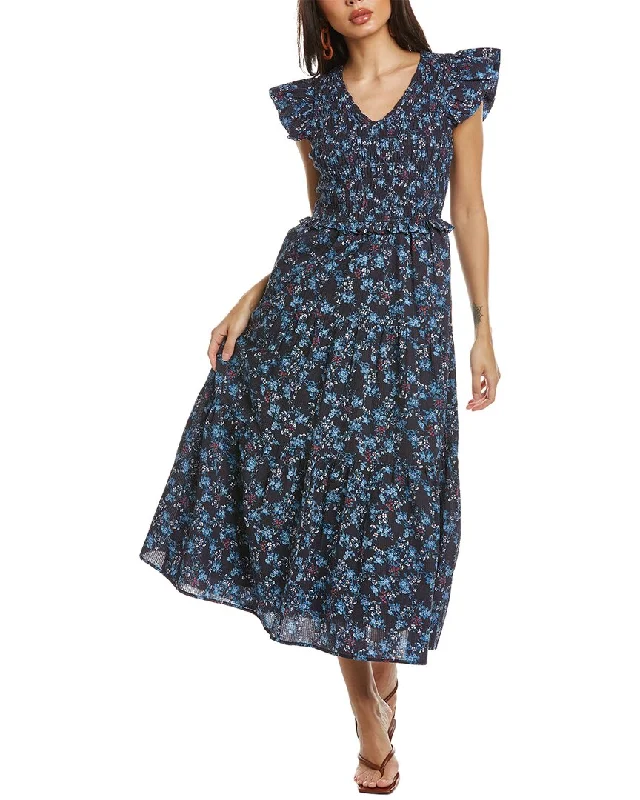 women's spaghetti strap dressesSEA NY Tilly Smocked Tiered Midi Dress