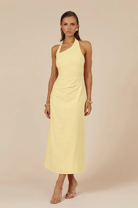 women's stylish dressesSAPHIRA LONG MIDI DRESS - LEMON