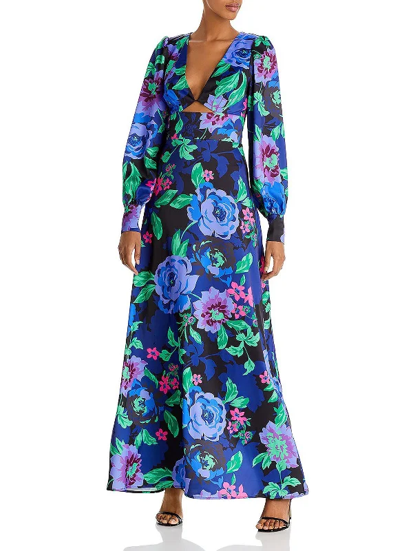 women's retro dressesWomens Floral Print Long Maxi Dress