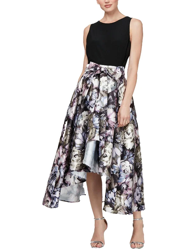 women's everyday dressesPetites Womens Floral Print Midi Evening Dress