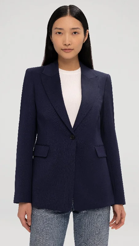 Single Button Blazer in Seasonless Wool | Navy