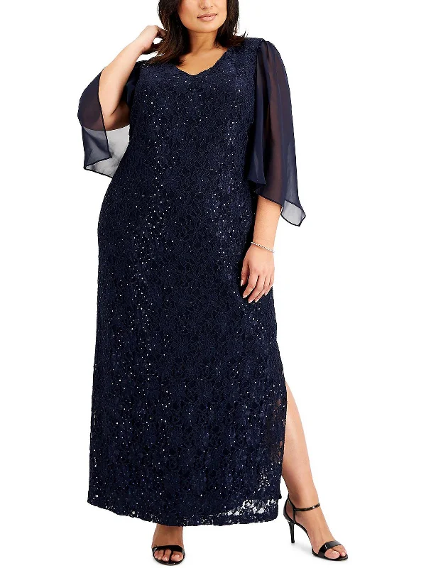 women's business casual dressesPlus Womens Lace Maxi Evening Dress